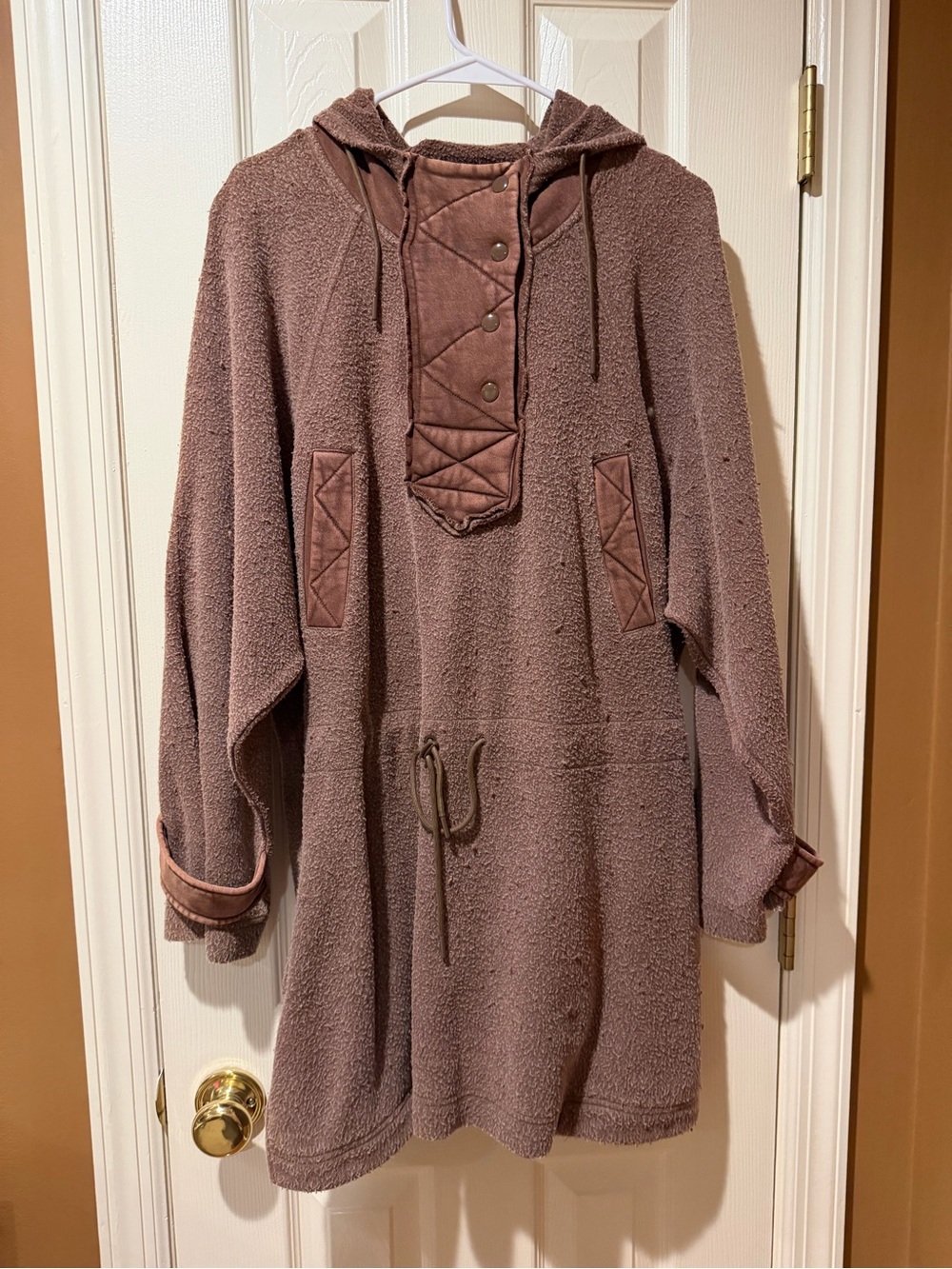 Free People Cozy Hooded Pullover Sweater Dress in Mauve Brown